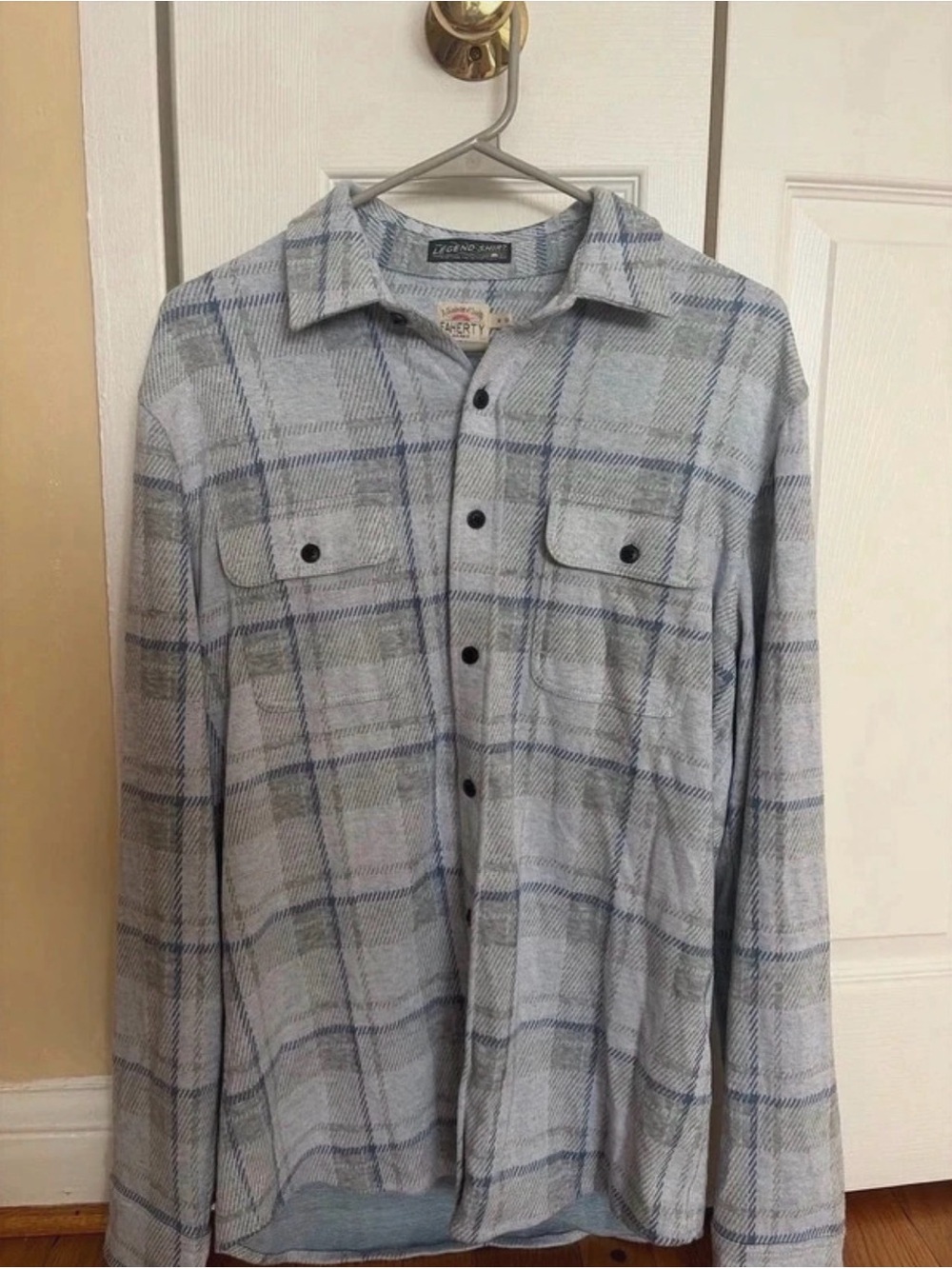 Faherty Legend Gray Plaid Button-Front Men's Shirt